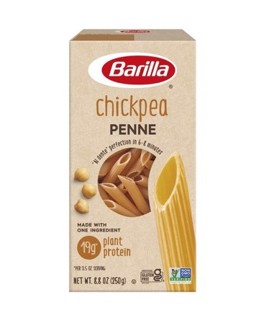 box of chickpea penne pasta from Barilla